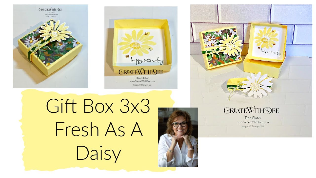 Gift Box 3x3 with Lid featuring Cheerful Daisies Bundle by Stampin' UP!