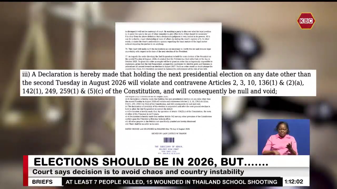 High Court rules that General Elections should be held in August 2026