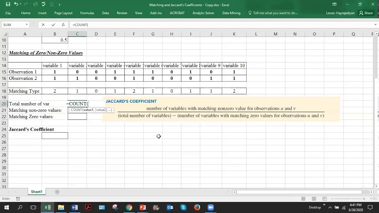 BUSA 6315: Matching and Jaccard’s Coefficients (Part 2)