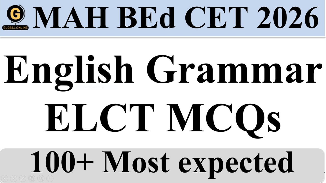 MAH BEd CET 2026 | 100+ English Grammar Questions | Must Watch