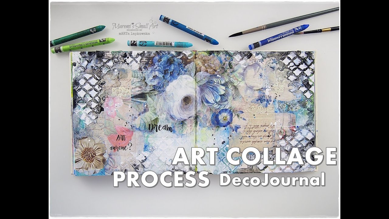 Art Collage Process DecoJournal using Rice Paper and Magazine Cut Outs ♡ Maremi's Small Art ♡