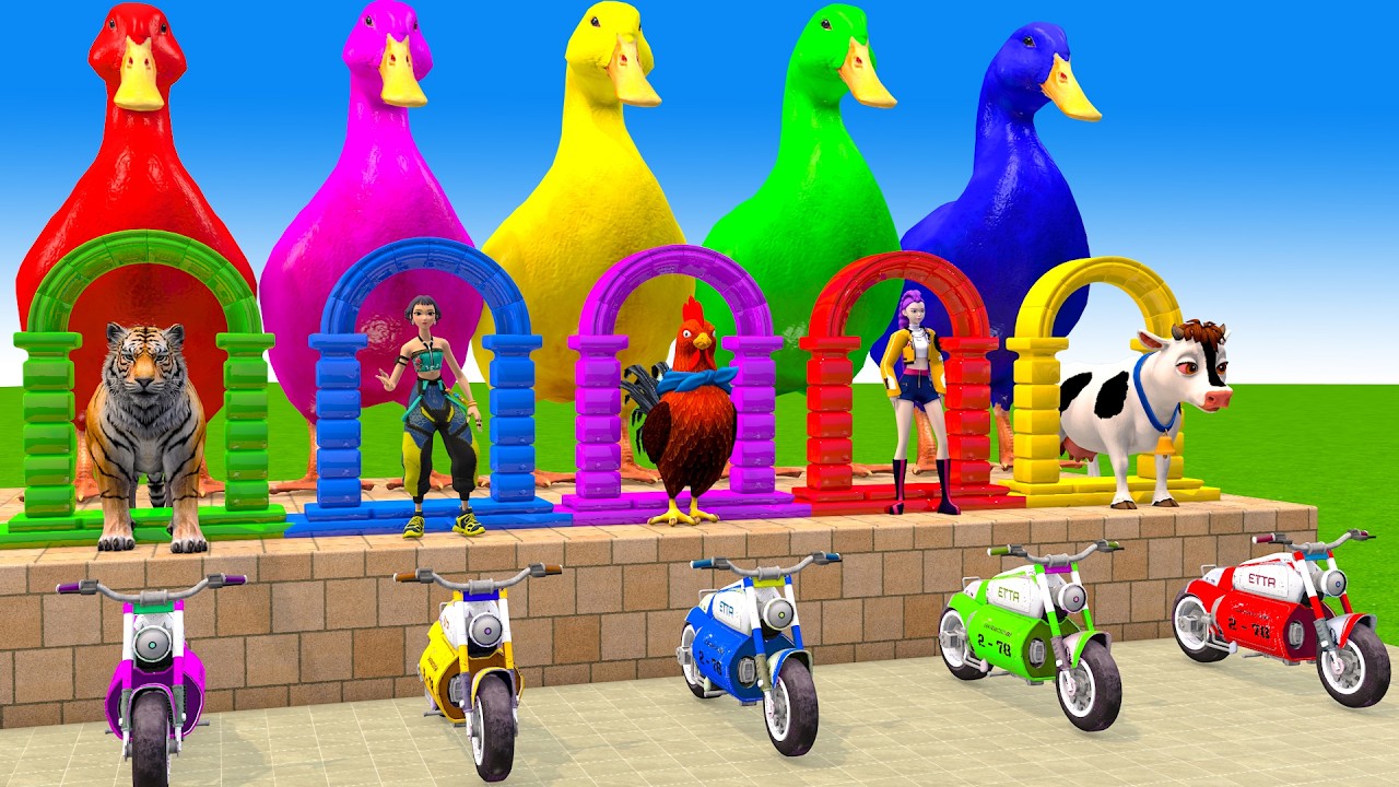 Long Slide Game With Cow Elephant Gorilla Hippopotamus Tiger 3d Animal Game Funny 3d Animals