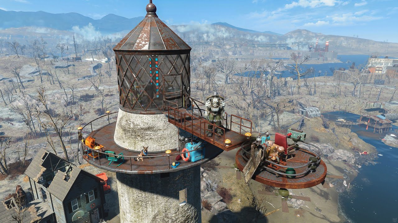 Fallout 4 - KINGSPORT LIGHTHOUSE - Player Home build tour - NO MODS
