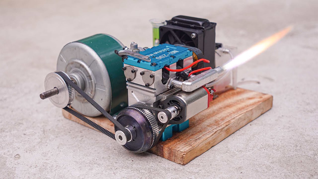 How to Make 220V Generator Dynamo with 2 Cylinder Engine