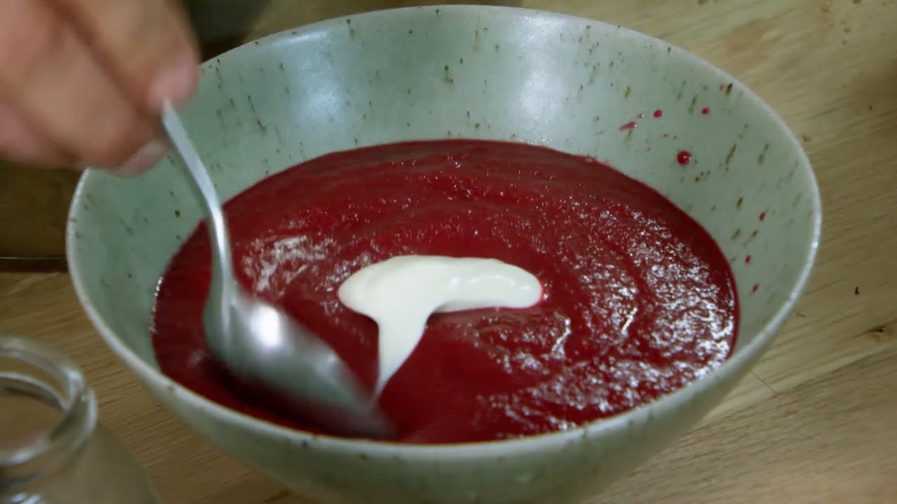 Valentine Warner's Beetroot Soup with Creme Fraiche
