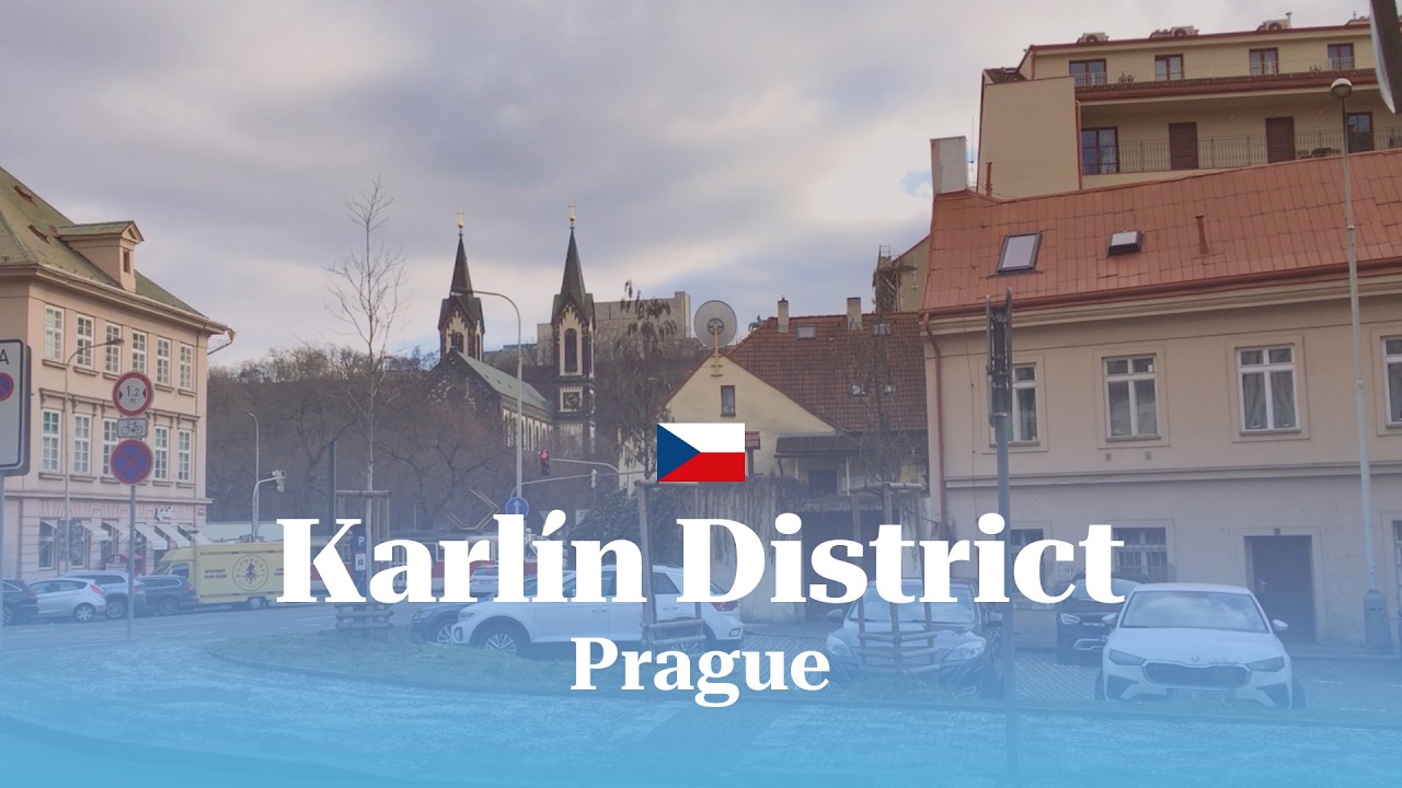 Sunny Winter Walk in Prague 🇨🇿 Karlín District | Quiet Sunday City Atmosphere & Modern Architecture