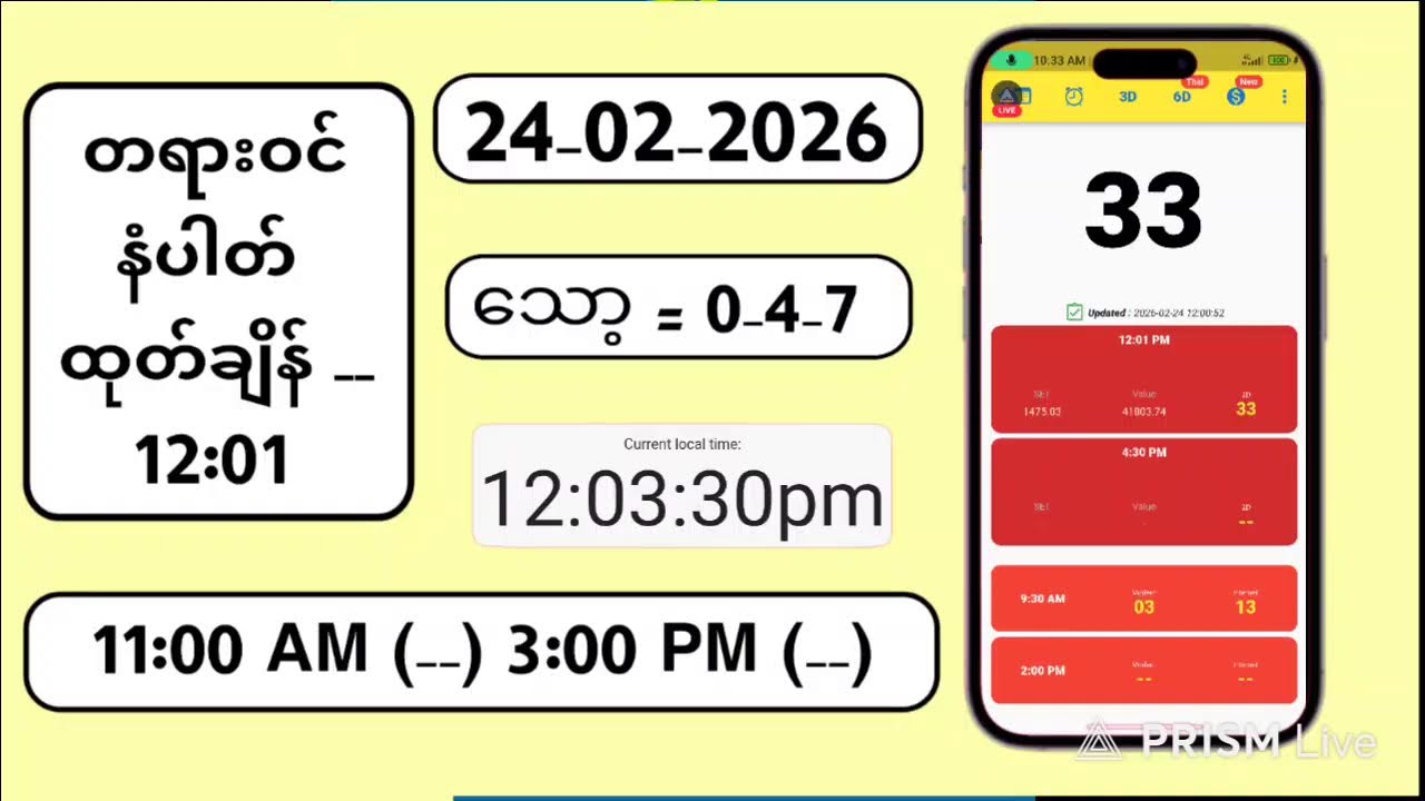 24.02.2026 | 4:30 | အင်္ဂါနေ့ မနက် 2D Live
