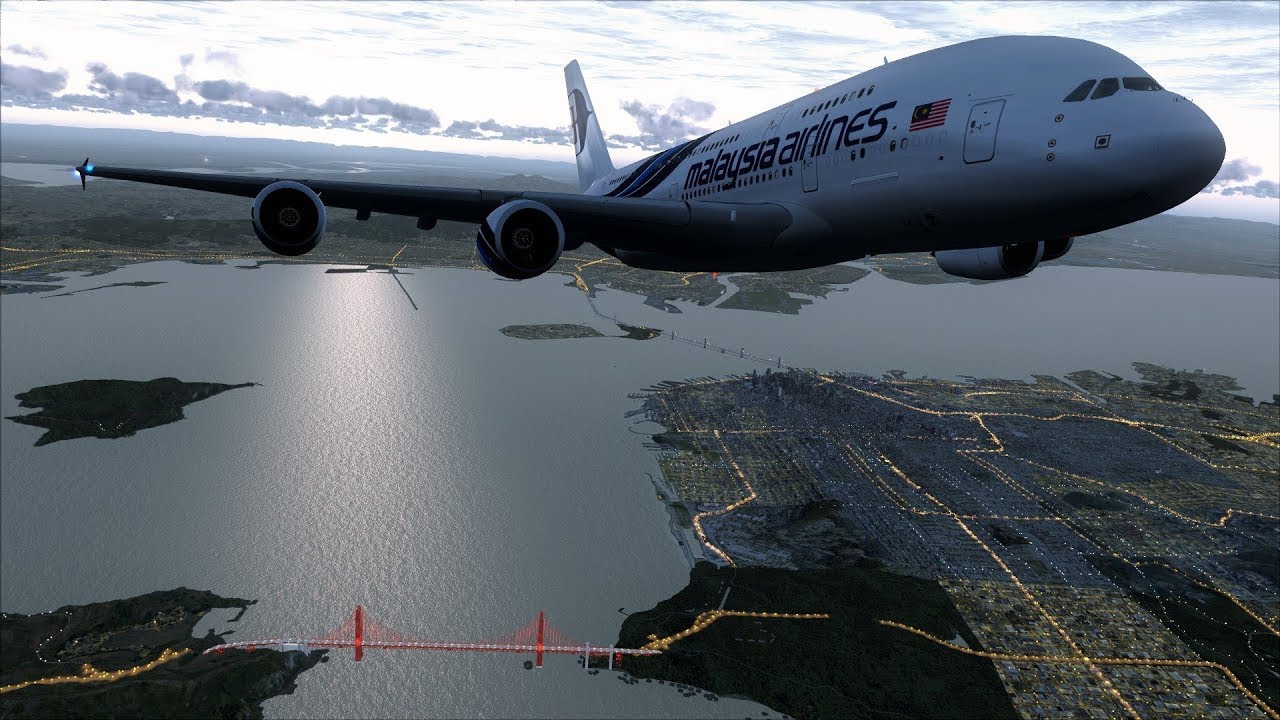 FSX A380 San Francisco (FlightBeam KSFO HD 2) to Kuala Lumpur