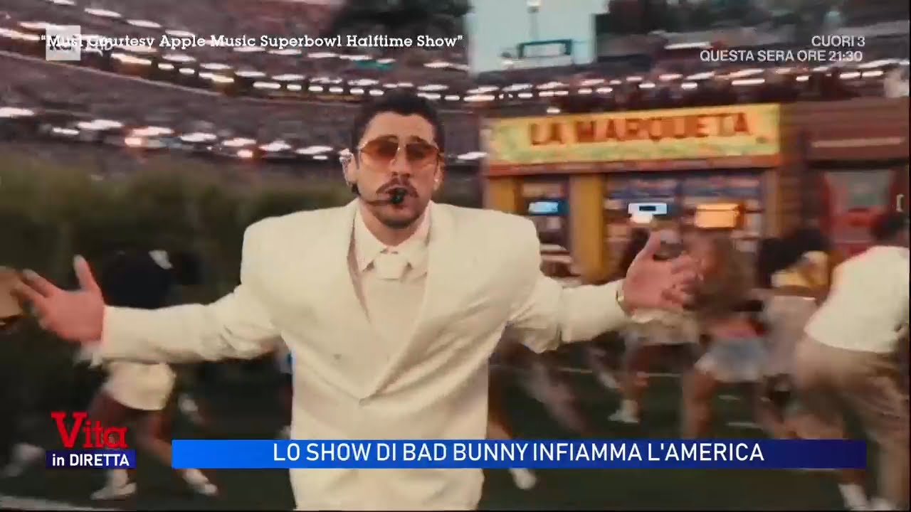 Il Super Bowl di Bad Bunny infiamma l'America, la reazione di Trump - Vita in diretta 09/02/2026