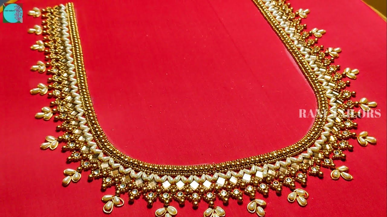 beautiful bead work using normal needle same like aari