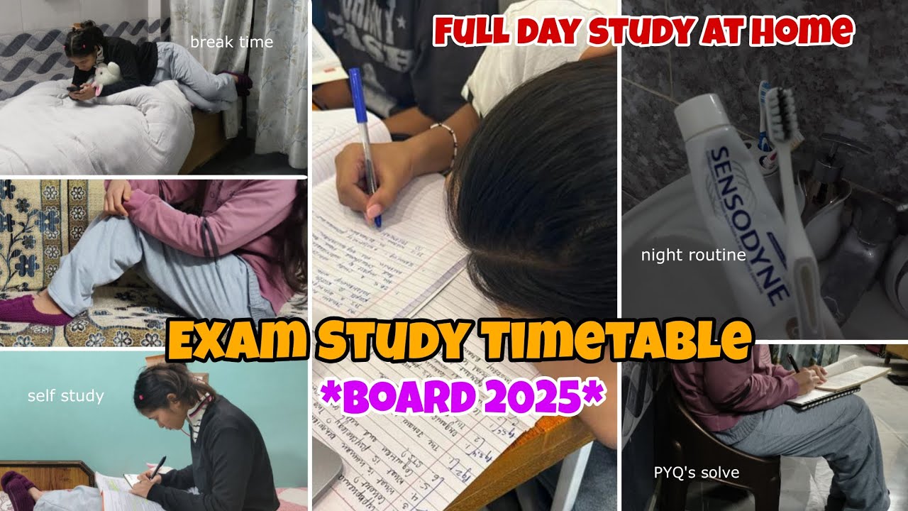 *EXAM* STUDY TIMETABLE 🗓️|Full Day Study Routine At HOME✍️#school #boardexam #studytips