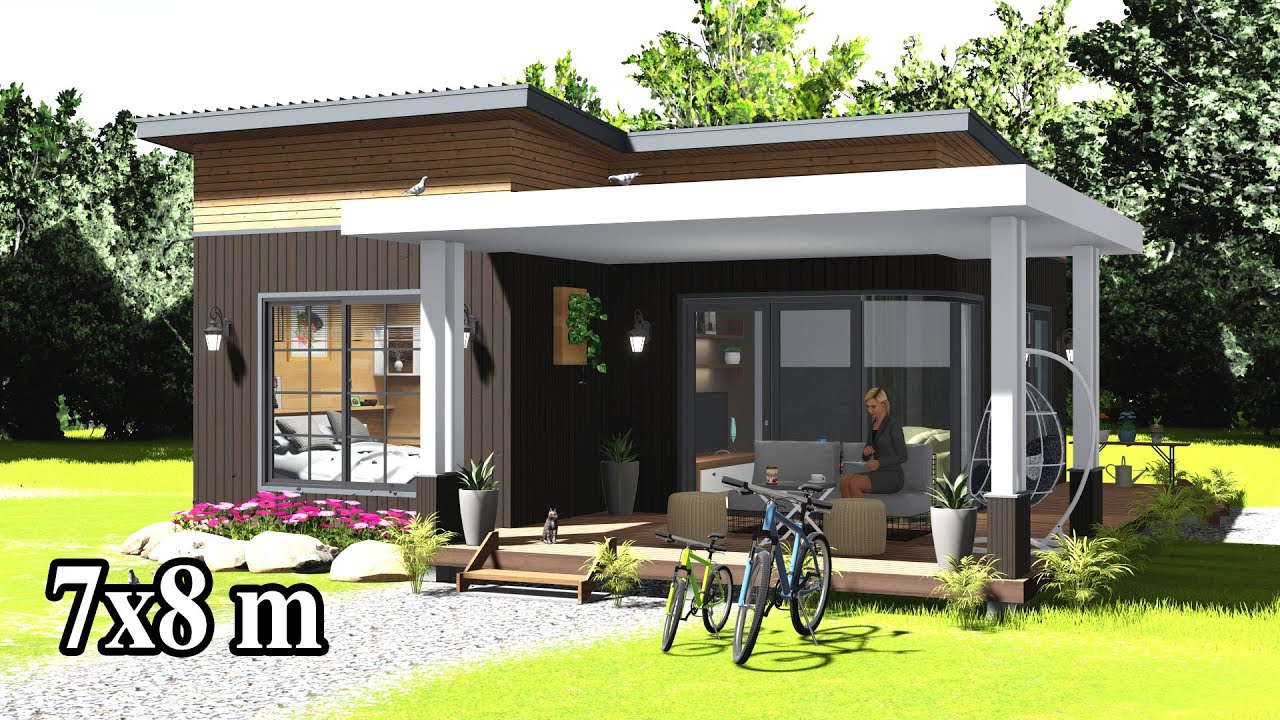 Small house design (7x8 meters) 2 bedrooms
