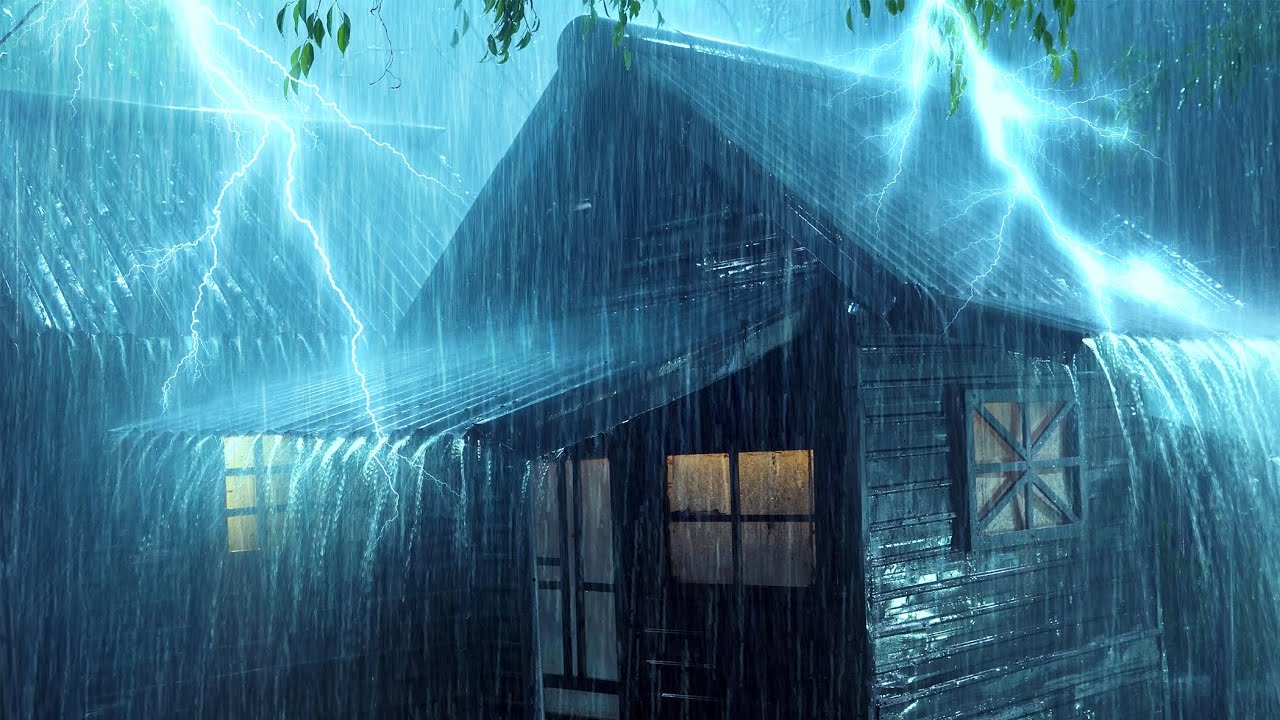Fall Asleep Naturally with Heavy Rain Pouring on a Metal Roof & Soft Thunder at Night