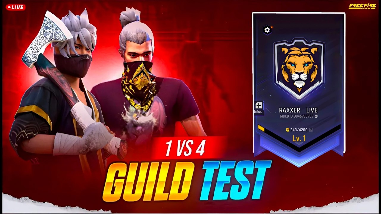 RAXXER LIVE 🔴 HARDEST GUILD TEST 🔥 100% FAIR TESTING 🚀 #shortsfeed #raxxerlive #shorts #freefire
