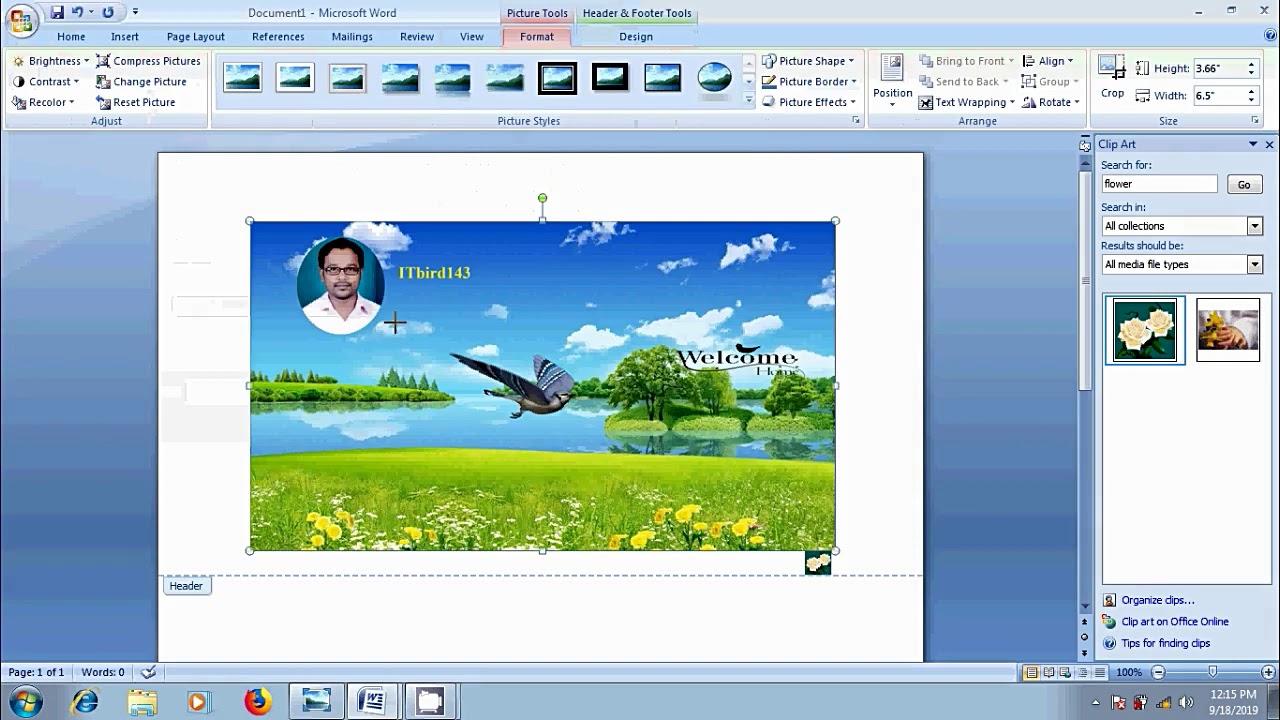 Word 2007: How to add Headers in word