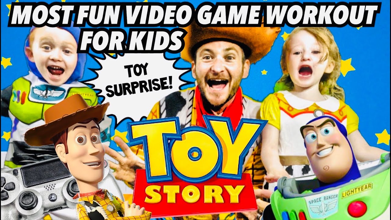 Kids Workout! TOY STORY! Real-Life VIDEO GAME! Kids Workout Videos, DANCE, FITNESS, & TOY SURPRISE!