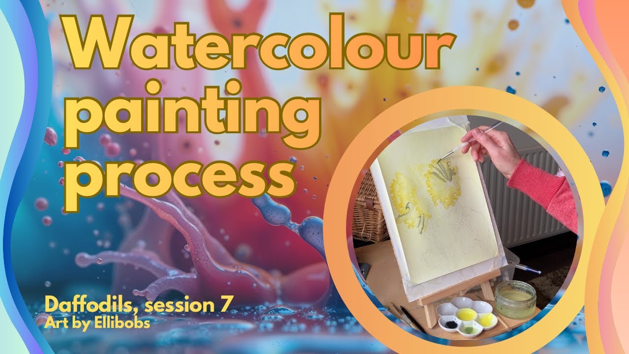 Find your calm with my relaxing ASMR painting process. Painting, session 7, Daffodils artwork.