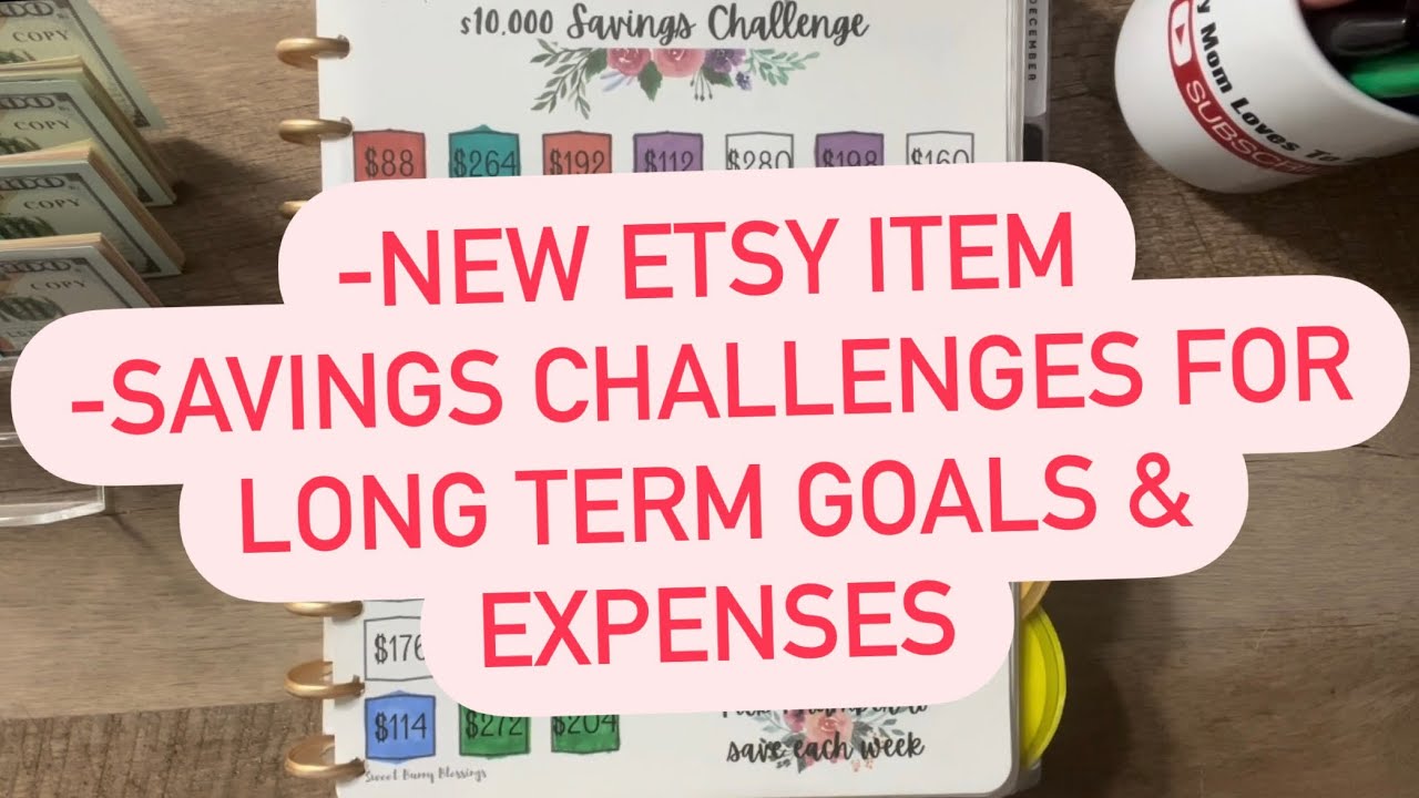 New Etsy Savings Challenge Book || Savings Challenges For My Long Term Goals & Expenses || $1300