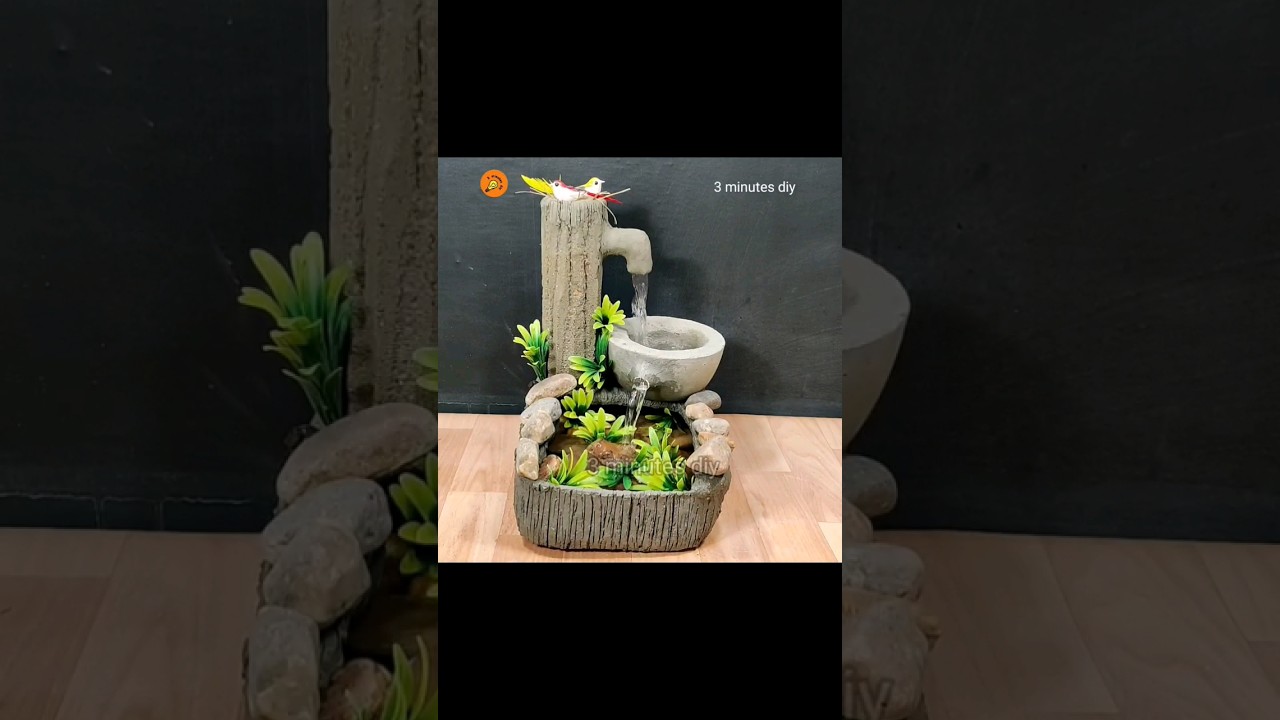 cement waterfall fountain making idea #homedecor #waterfallfountain #waterfall #diy #diycraft #craft