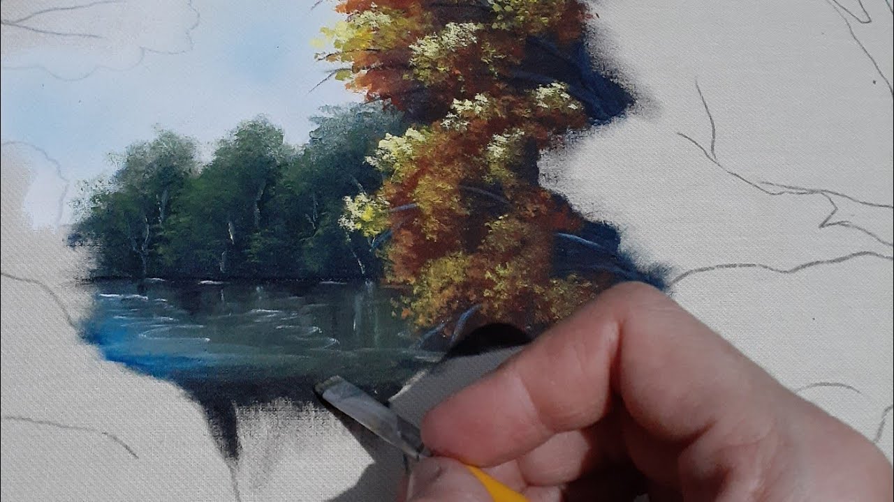 Pintura de paisagem em tecido (primeira parte)
