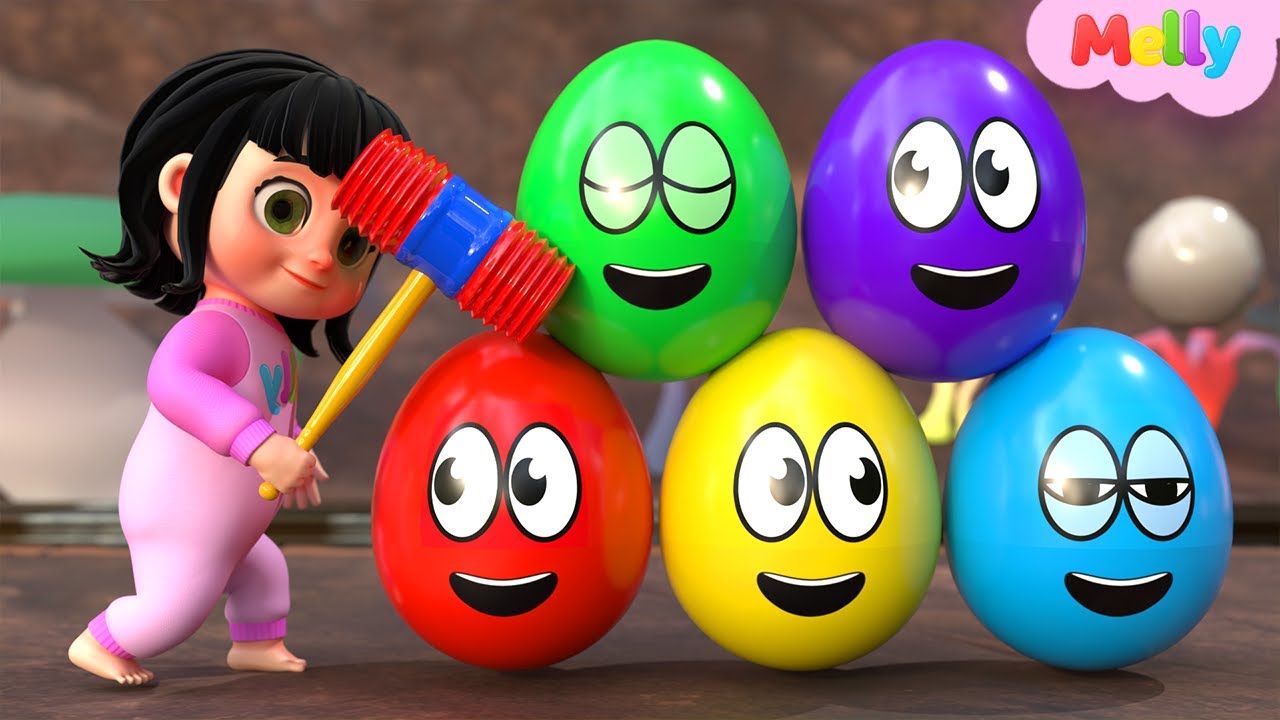 Melly Explores Colorful Surprise Eggs | Yes Yes Playground Song | Melly Nursery Rhymes & Kids Songs