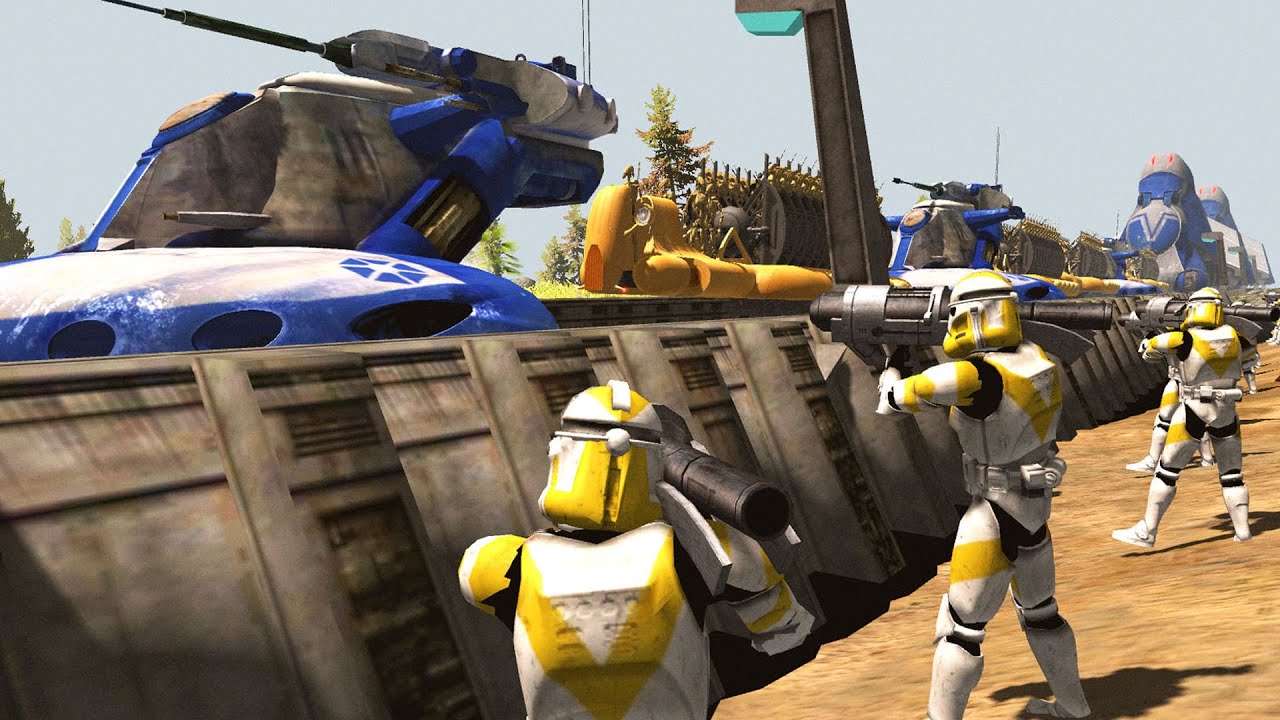 Droid Army Troop Transports Ambushed on BRIDGE! - Men of War: Star Wars Mod Battle Simulator
