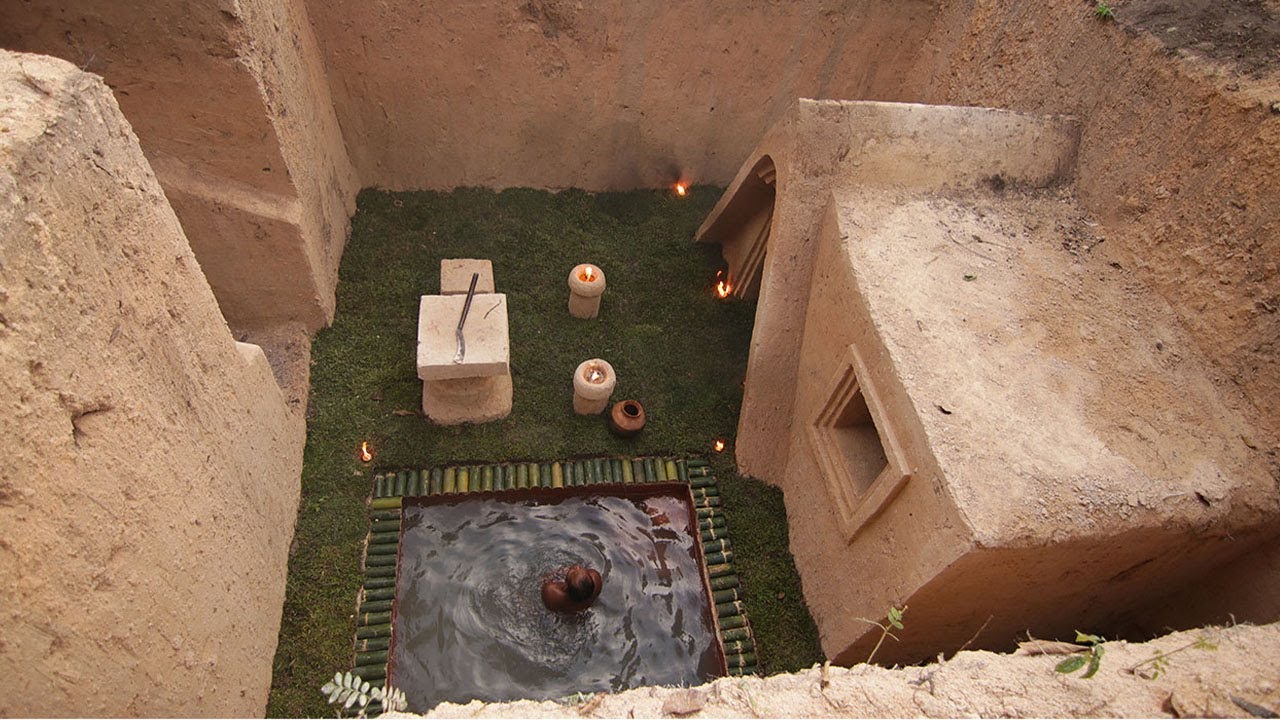 Built a wonderful deep swimming pool in the forest