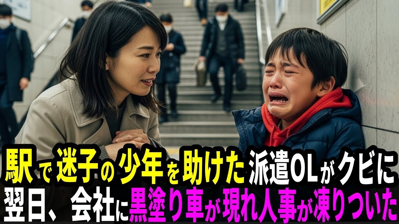 駅で迷子の少年を助けた派遣OLを即日解雇した人事部長。翌日、会社の前に黒塗りの高級車が現れて