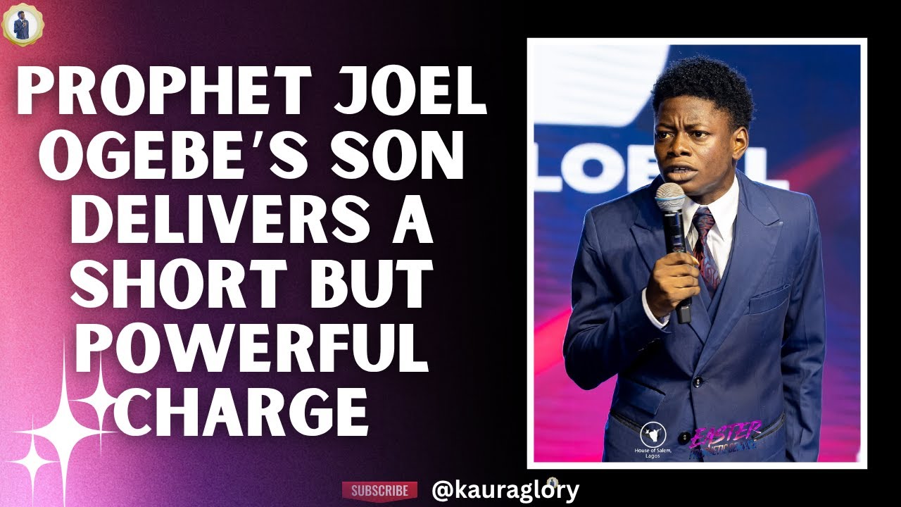 Prophet Joel Ogebe’s Son(Glory Kaura) gives a short charge in church.