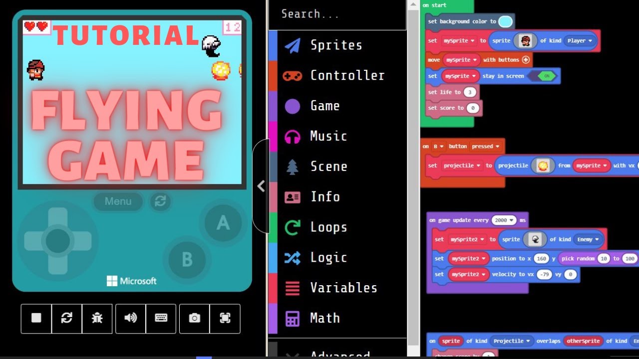MakeCode Arcade - Simple Flying Game Tutorial