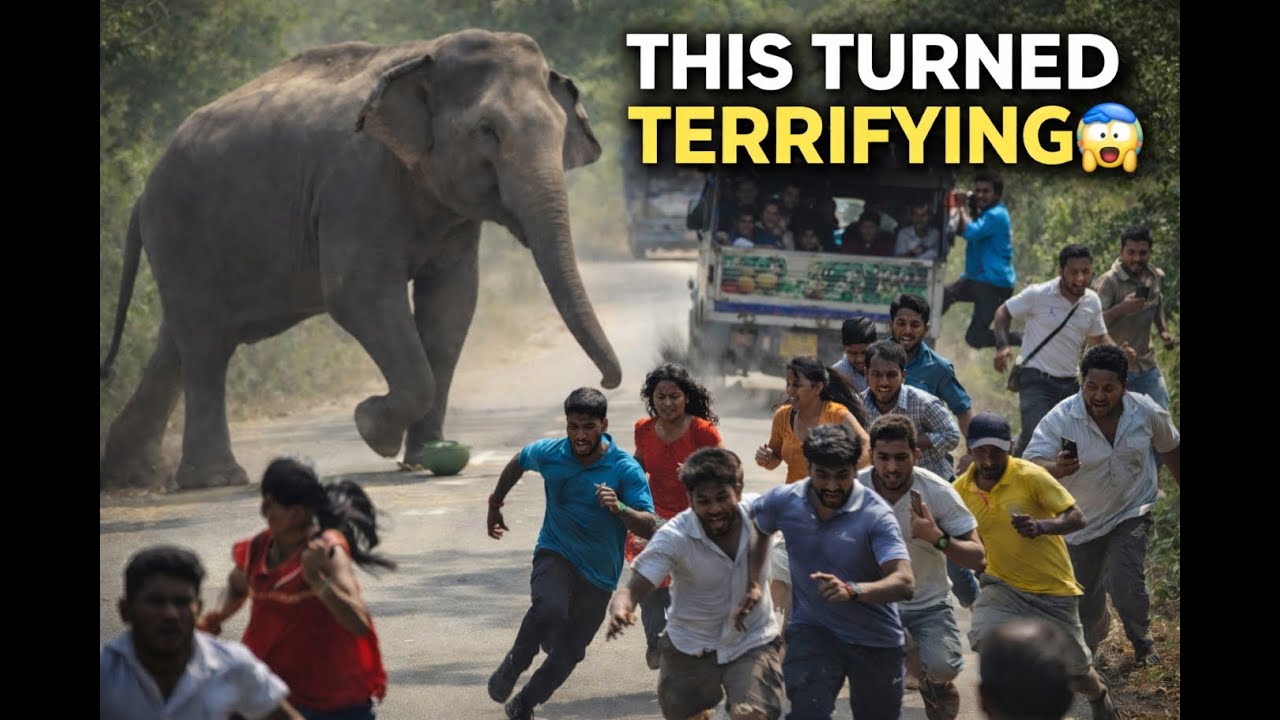 Terrifying Jungle Road Encounter | Elephant vs Vehicle & Crowds Panic