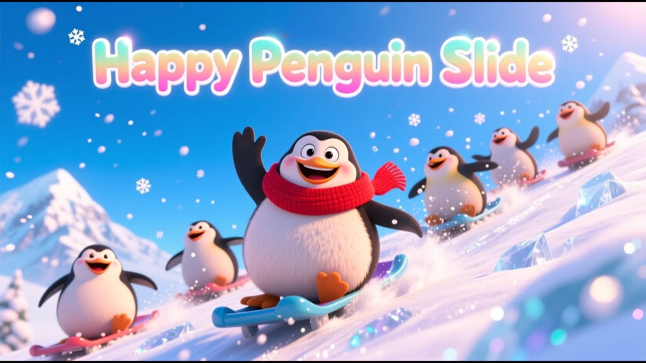 Happy Penguin Slide | kids nursery rhyme | 
