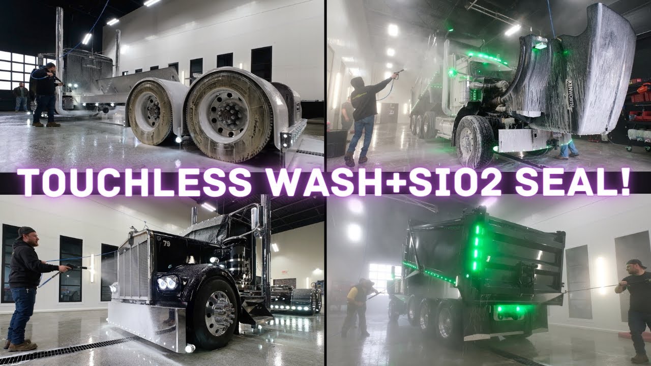 Touchless Wash+SiO2 Ceramic Seal on Two Custom Kenworth Show Trucks!