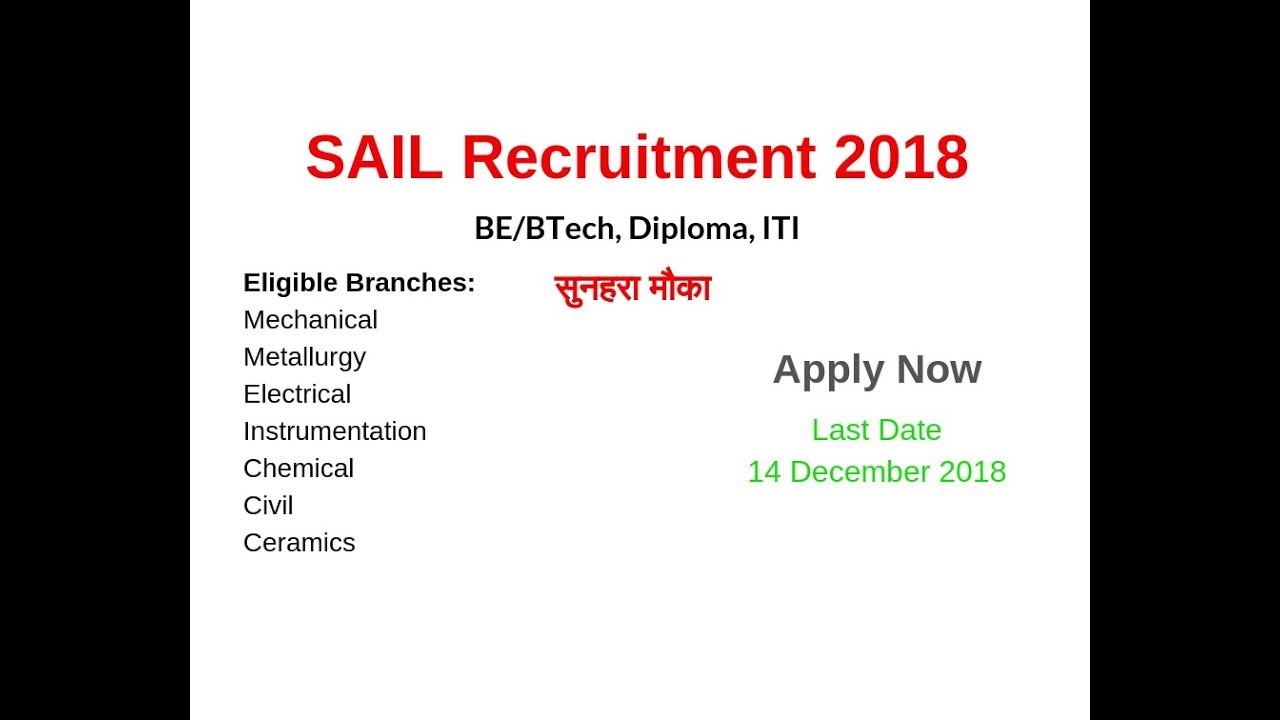 SAIL IISCO Steel Plant Recruitment 2018 for All Branches