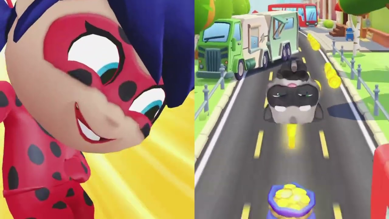 Tom Hero Dash- Miraculous Chase Event: NEW MiraculousLadyBug Forward Run VS Cat Noir Tom Reverse Run