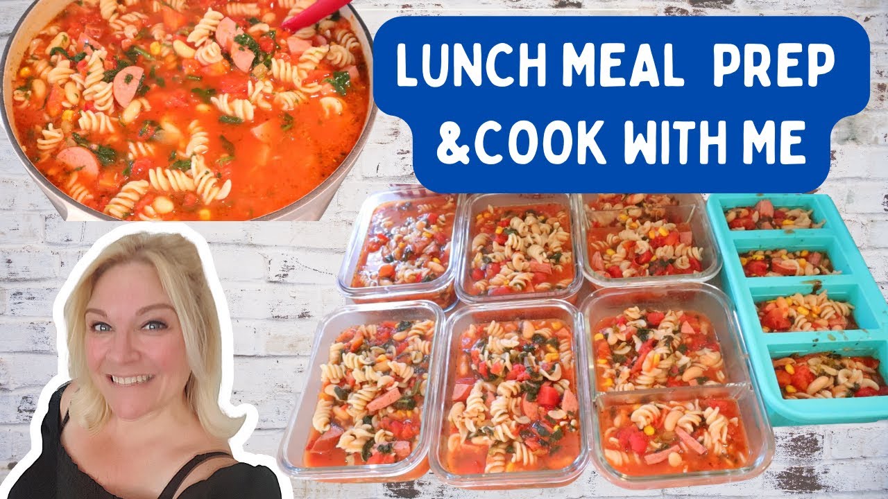 FALL LUNCH MEAL PREP & COOK WITH ME 😋 PASTA & BEAN SOUP 🍲 EATING WELL RECIPE | PLANNING US HEALTHY