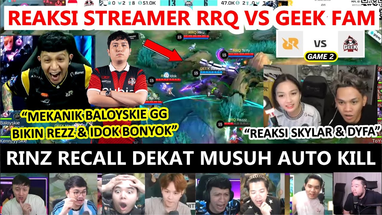 FANNY MAYKIDS INCAR RINZ & REZZ YANG BLUNDER‼️REAKSI STREAMER RRQ VS GEEK FAM GAME 2 MPL S16