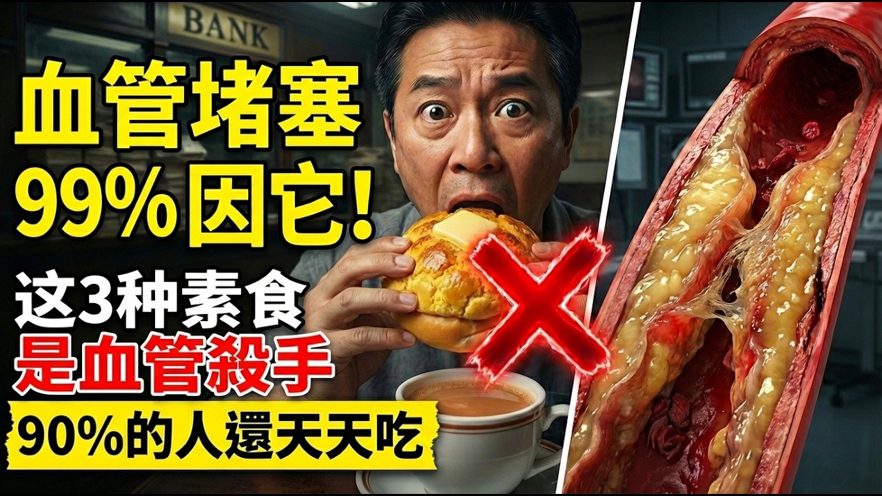血管堵塞99%都因它！這3種“素食”才是血管殺手！吃1次等於喝4勺油！90%的人天天當早餐！#頤養之道 #血管堵塞 #膽固醇 #早餐誤區 #反式脂肪