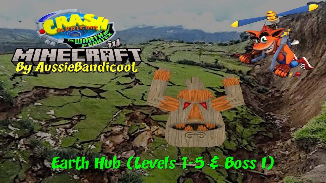 Crash Bandicoot: The Wrath Of Cortex in Minecraft Earth Hub (Levels 1-5 & Boss I)