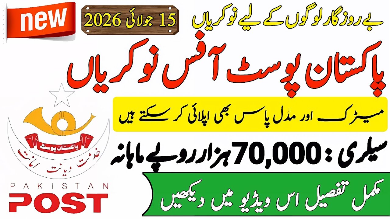Pakistan Post Office Jobs 2026 | Matric and Middle Pass Candidates Apply | Today New Govt Jobs 2026