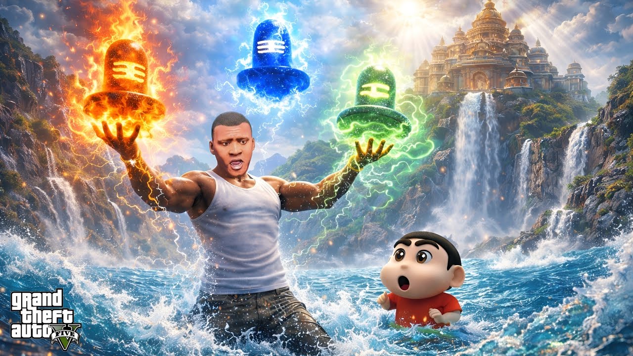 GTA 5 Franklin Gets Divine Powers in Ocean! 🔥 Agni Lingam, Vayu Lingam, Akasha Lingam