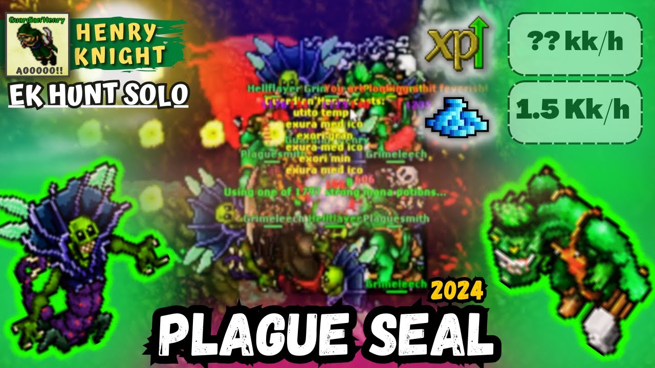 Tibia - Knight Level 1021 hunt solo PLAGUE SEAL | Ek Hunt Solo #197