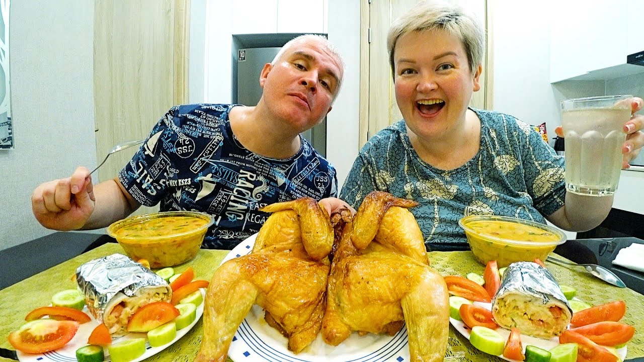 Мукбанг КУРИЦА РАЗДОРА! Чуть не ПЕРЕДРАЛИСЬ деля ДИЧЬ) Вкусный Том Ям с рынка и ШАУРМА ужин Таиланд