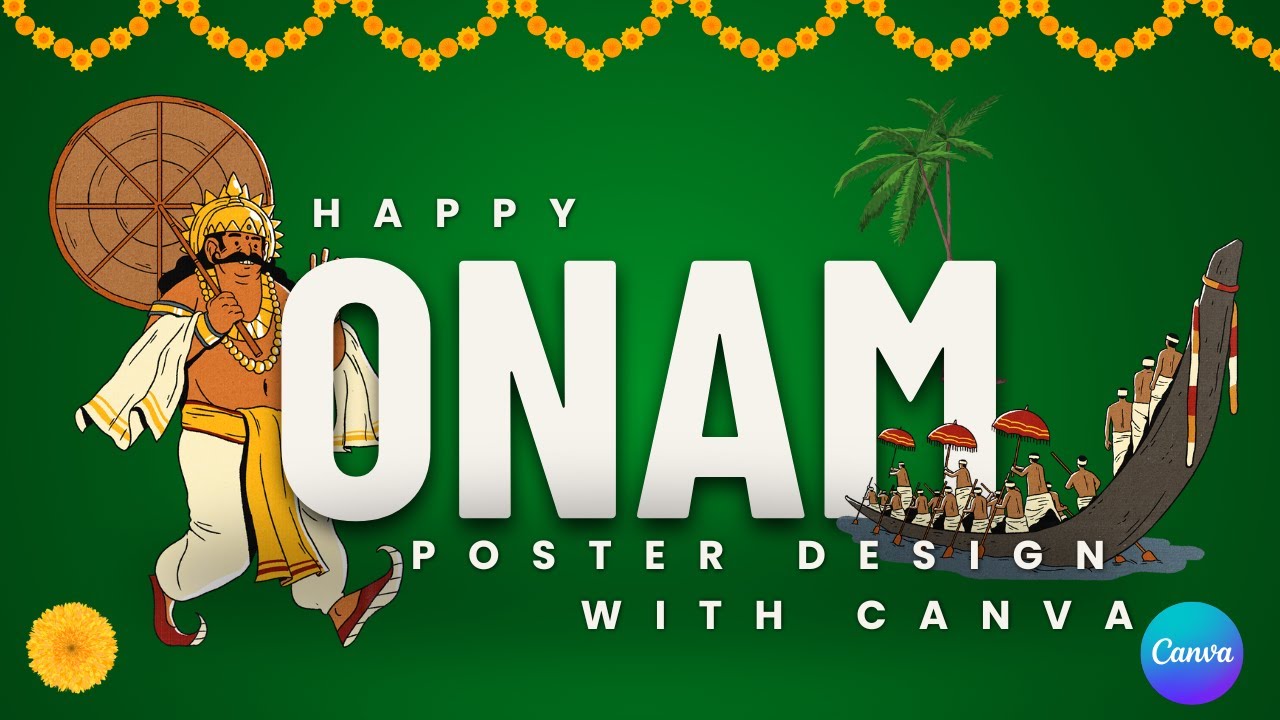 How to Design a Beautiful Happy Onam Poster in Canva | Easy Poster Tutorial 2025