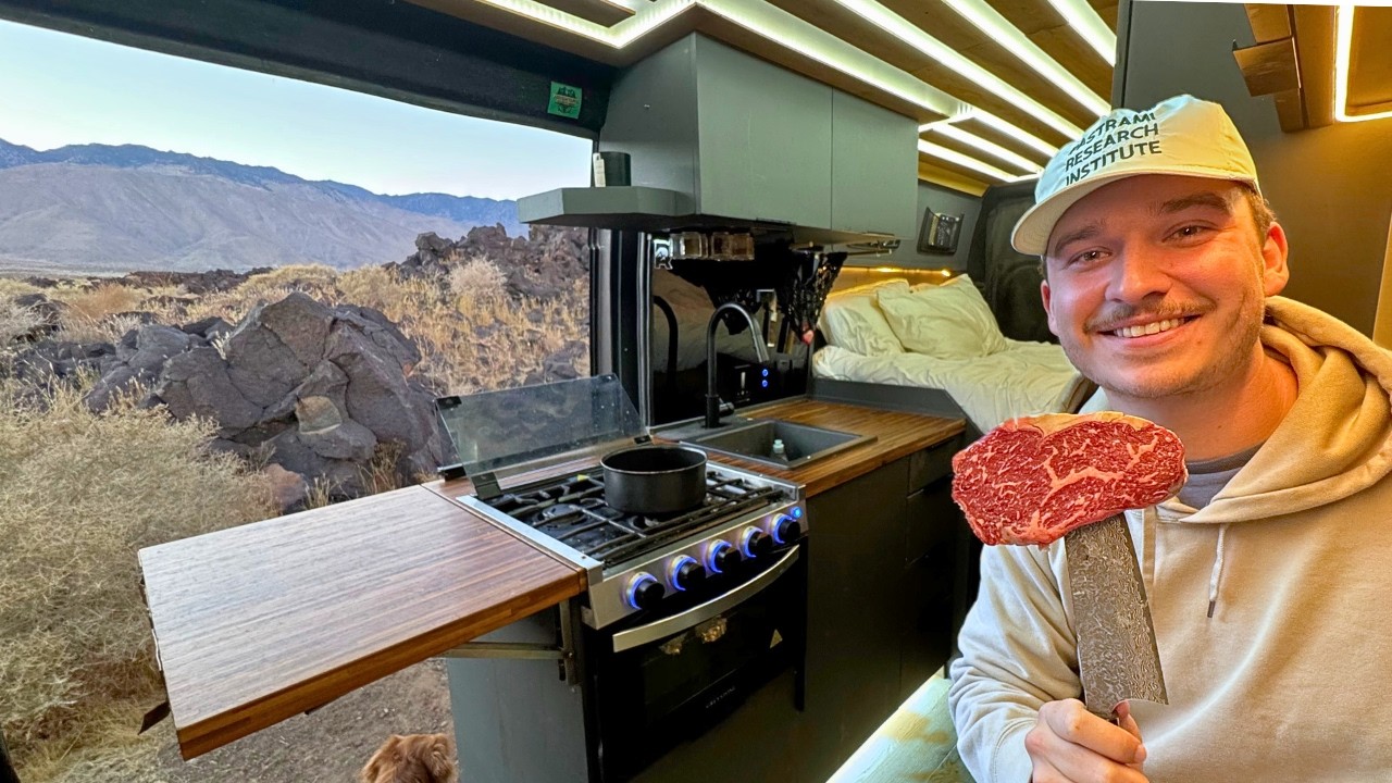 Vanlife Camping in Lava Field | Made Wagyu Steak