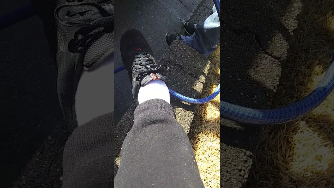 black Nike Air Force one LV8 on foot #malesneakers wet on foot - getting wet