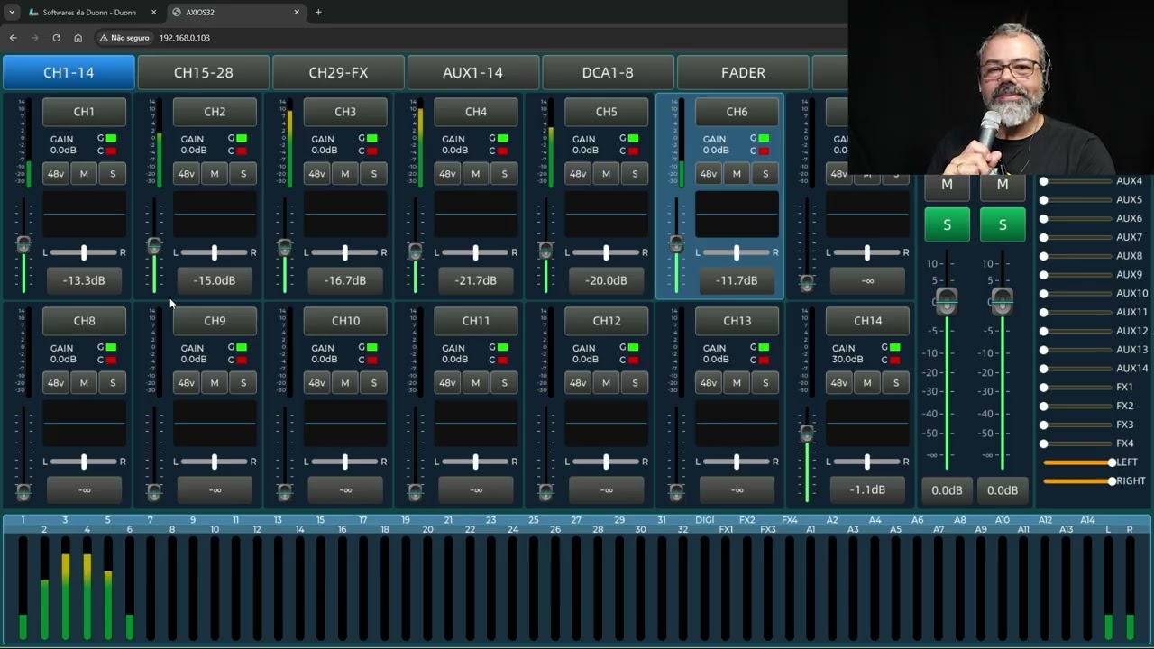 DELAY de entrada na Axios 32 (16 e 24) FUNCIONA!? - Teste de mixagem com Trilha e INTERFACE USB.