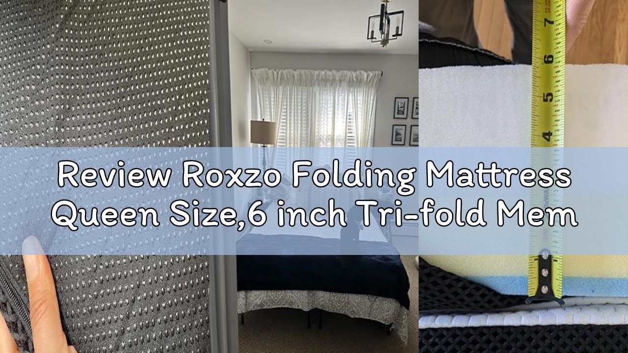 Review Roxzo Folding Mattress Queen Size,6 inch Tri-fold Memory Foam Mattress Topper with Washable C