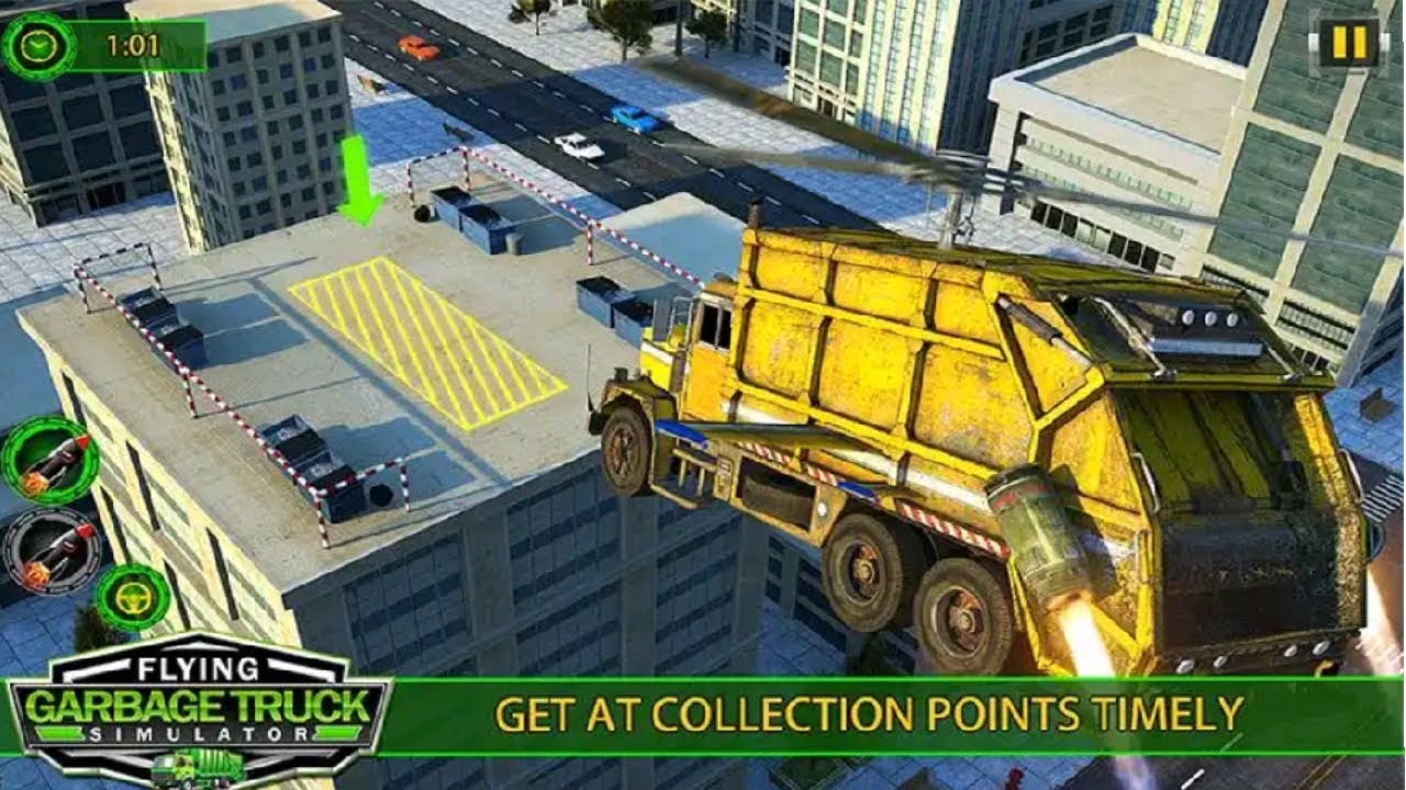 Flying garbage truck, Dump truck driving simulator-Offline games.