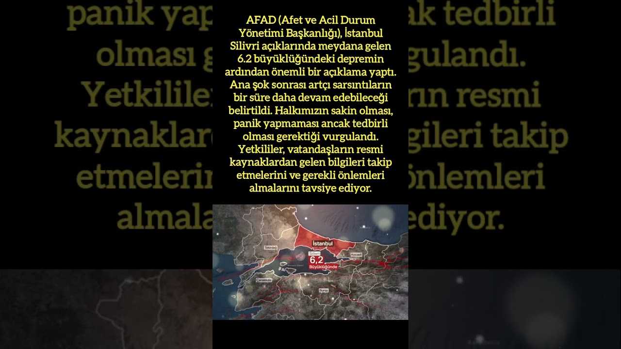 İSTANBUL SİLİVRİ'DE 6.2 B&Uuml;Y&Uuml;KL&Uuml;Ğ&Uuml;NDE DEPREM! AFAD'DAN SON DAKİKA A&Ccedil;IKLAMASI